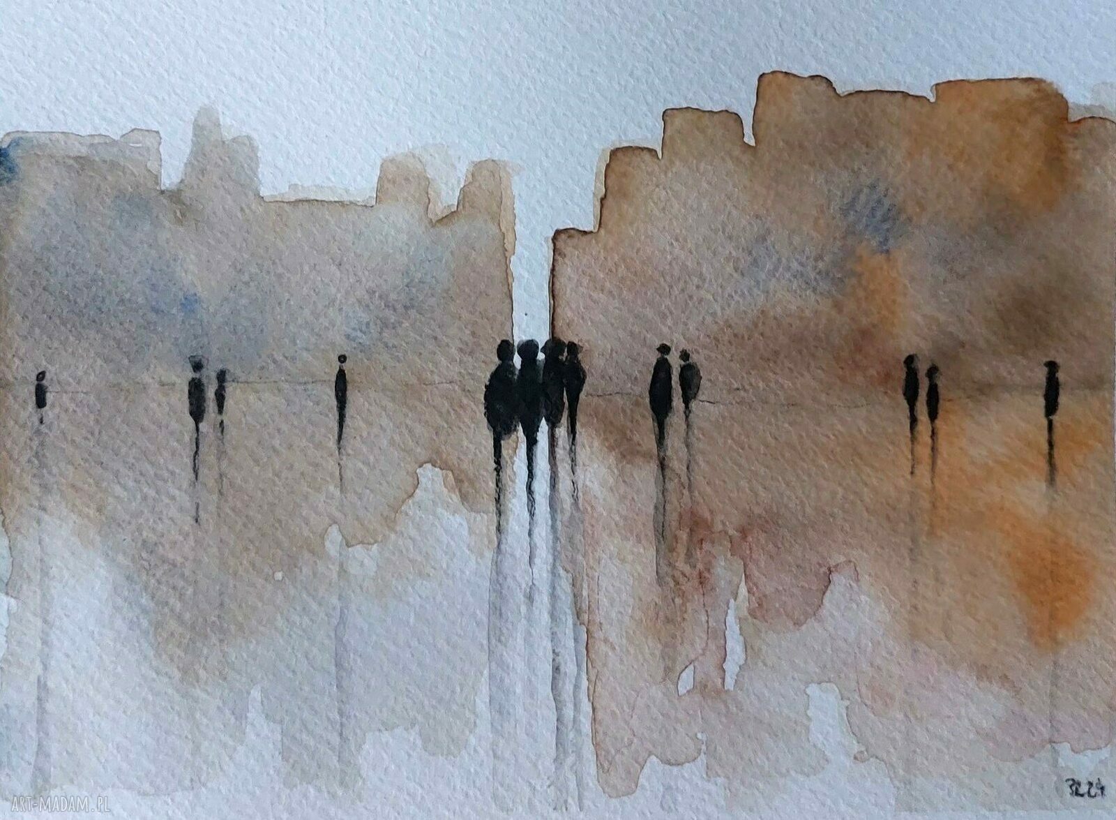 Miasto - akwarela w formacie A5 autorstwa Pauliny Lebidy