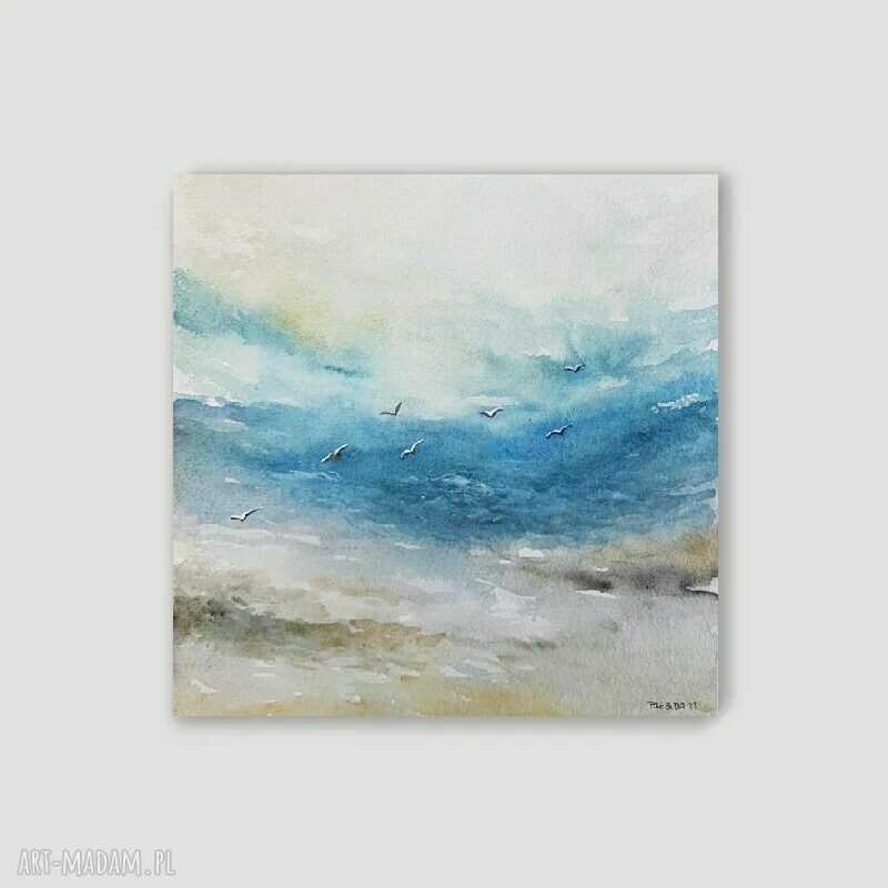 Morze - oryginalna akwarela 20x20 cm