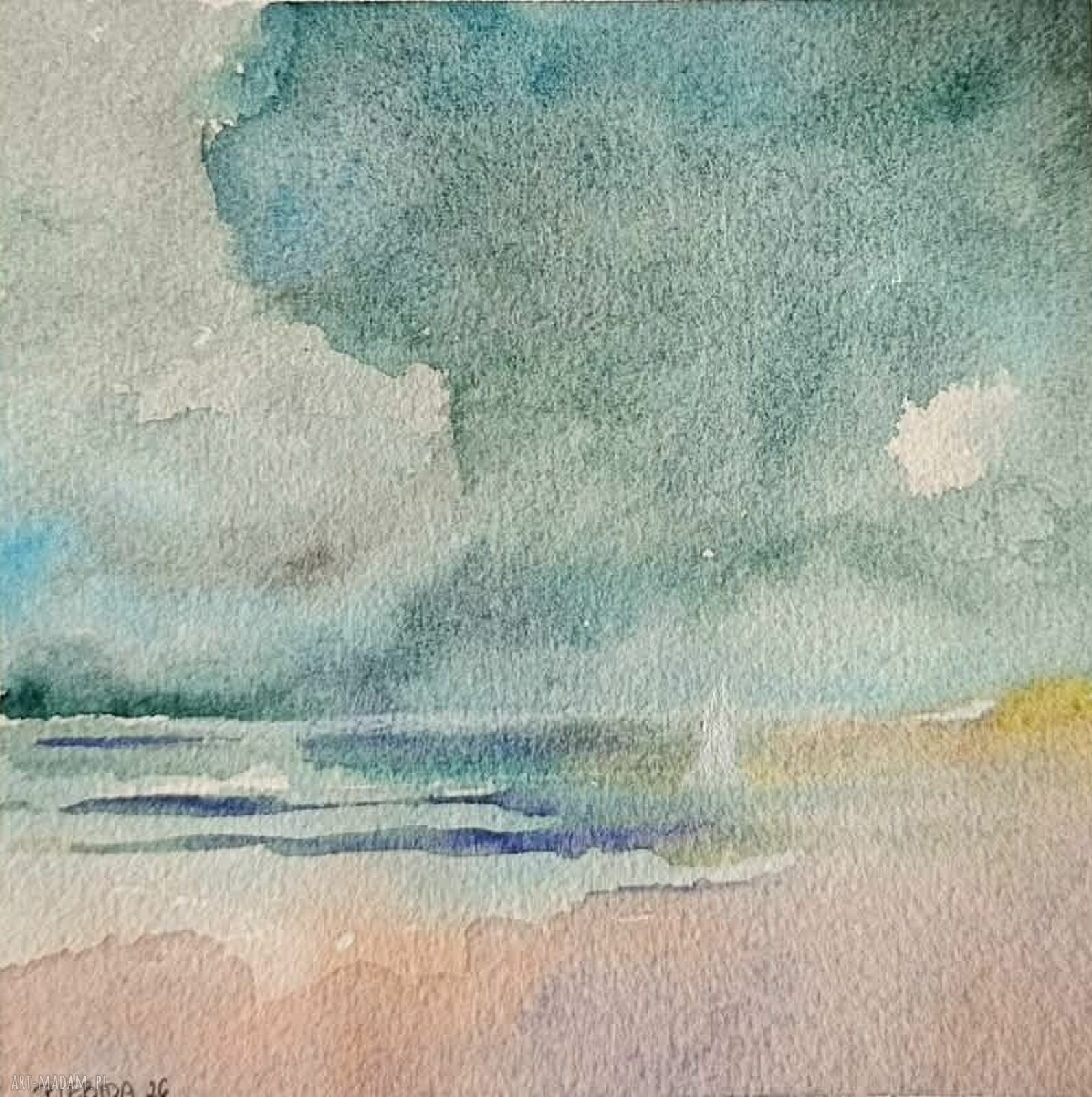 MORZE - akwarela 15 x 15 cm (ręcznie malowana, sygnowana)