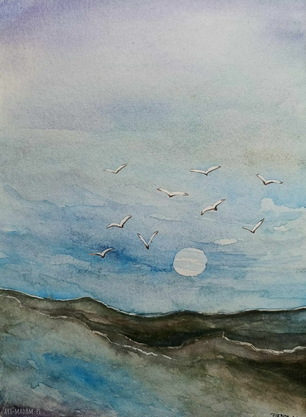 Morze - akwarela 32 x 24 cm Paulina Lebida