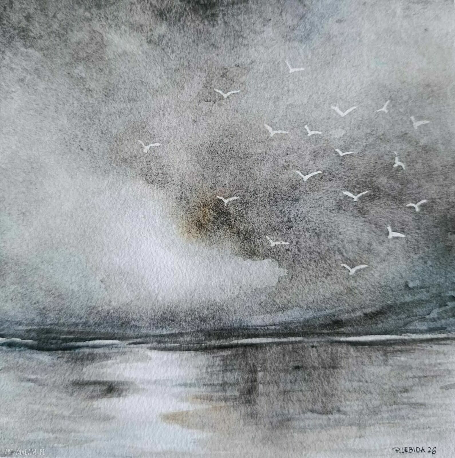Morze - oryginalna akwarela 20 x 20 cm