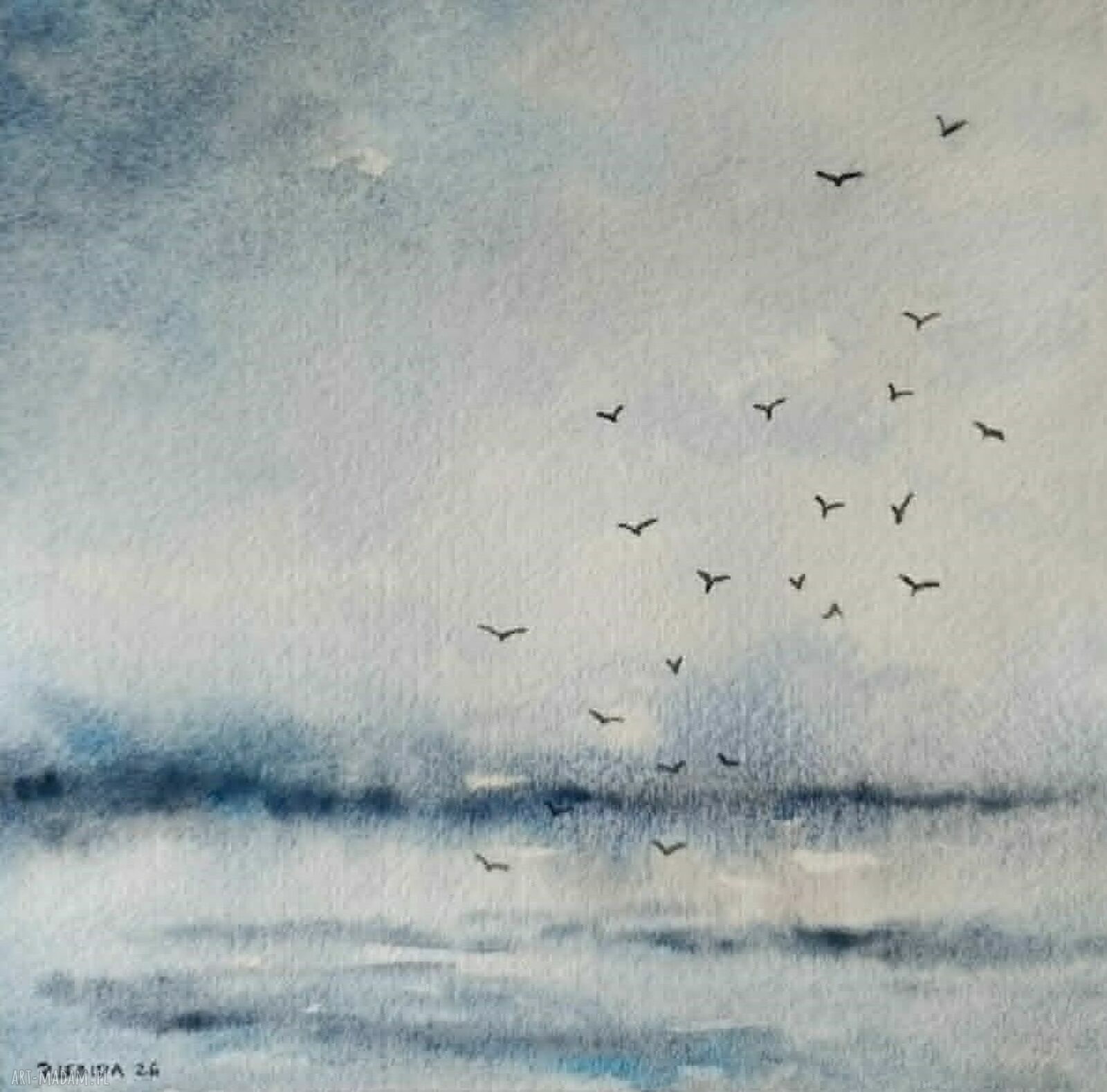 Morze - oryginalna akwarela 20 x 20 cm