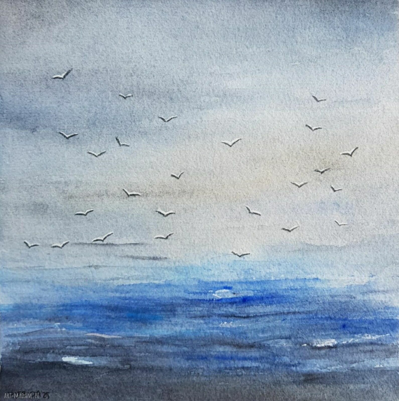 Morze - akwarela 20x20 cm