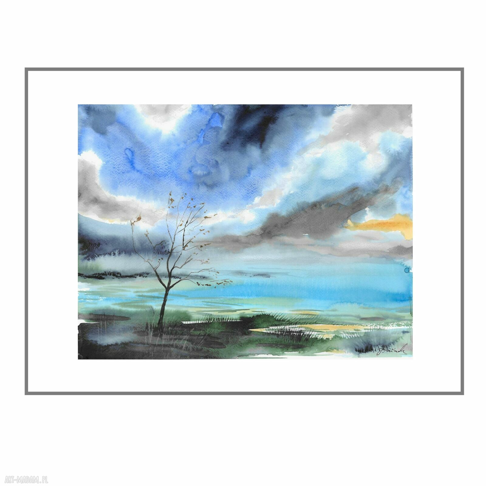 Akwarela „Niepokój” 40x30 cm - malowana ręcznie