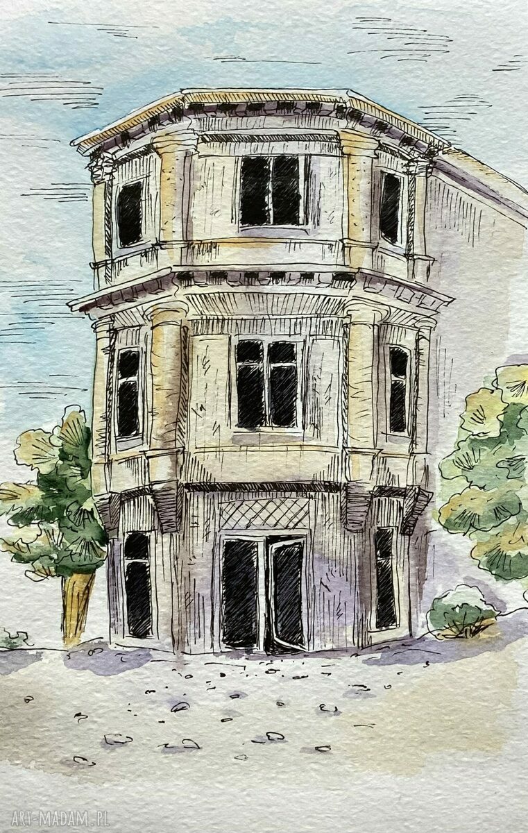 Akwarela Old Tbilisi - delikatny szkic akwarelowy do oprawy