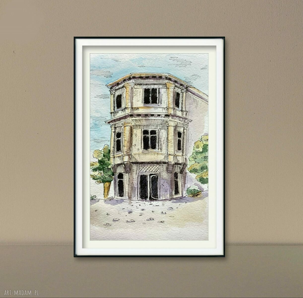 Akwarela Old Tbilisi - delikatny szkic akwarelowy do oprawy