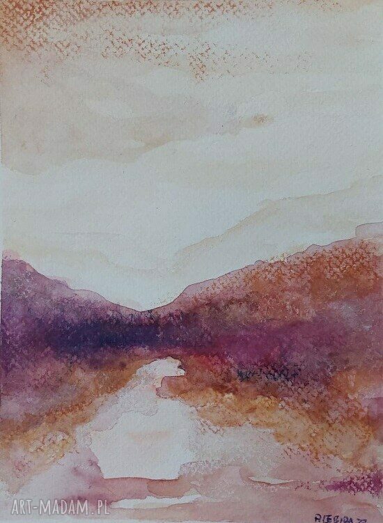 Pejzaż akwarela plus pastele suche w formacie 18x24 cm