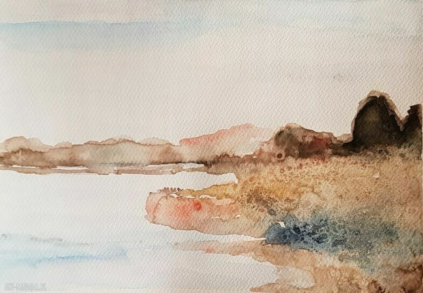 Oryginalna akwarela A4 - pejzaż ręcznie malowany (Rembrandt, papier 300 g/m2)