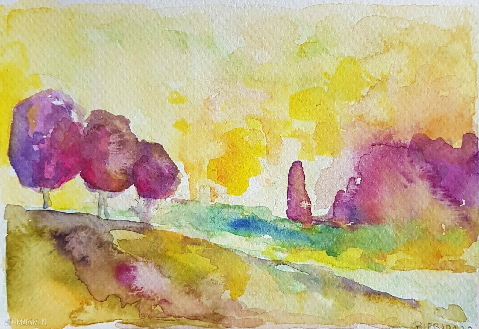 Pejzaż akwarela 12,5/18 cm - Paulina Lebida