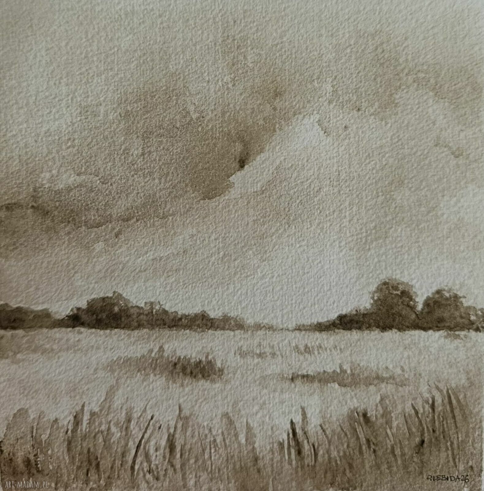 Pejzaż - akwarela 20x20 cm