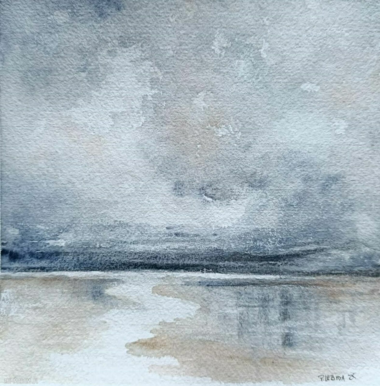 Pejzaż - oryginalna akwarela 20x20 cm, sygnowana (bez oprawy)