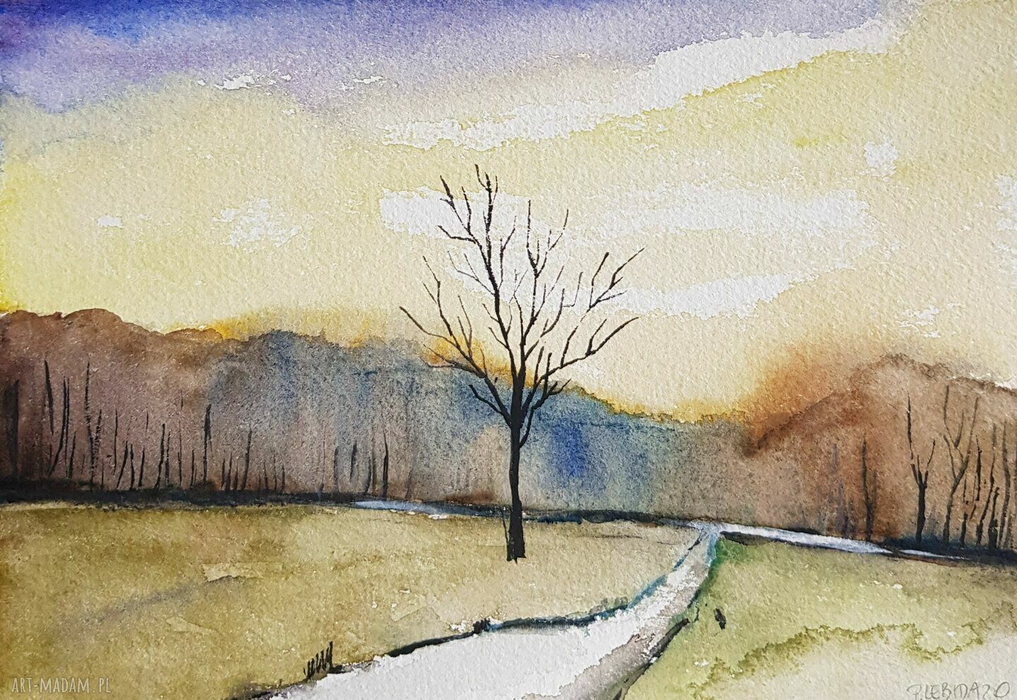 Pejzaż - akwarela w formacie A5
