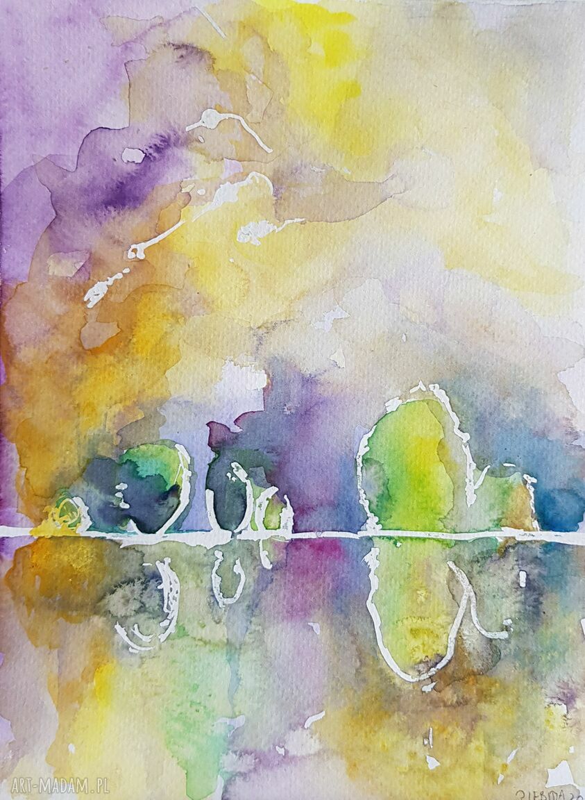 Pejzaż z drzew - akwarela 18 x 24 cm