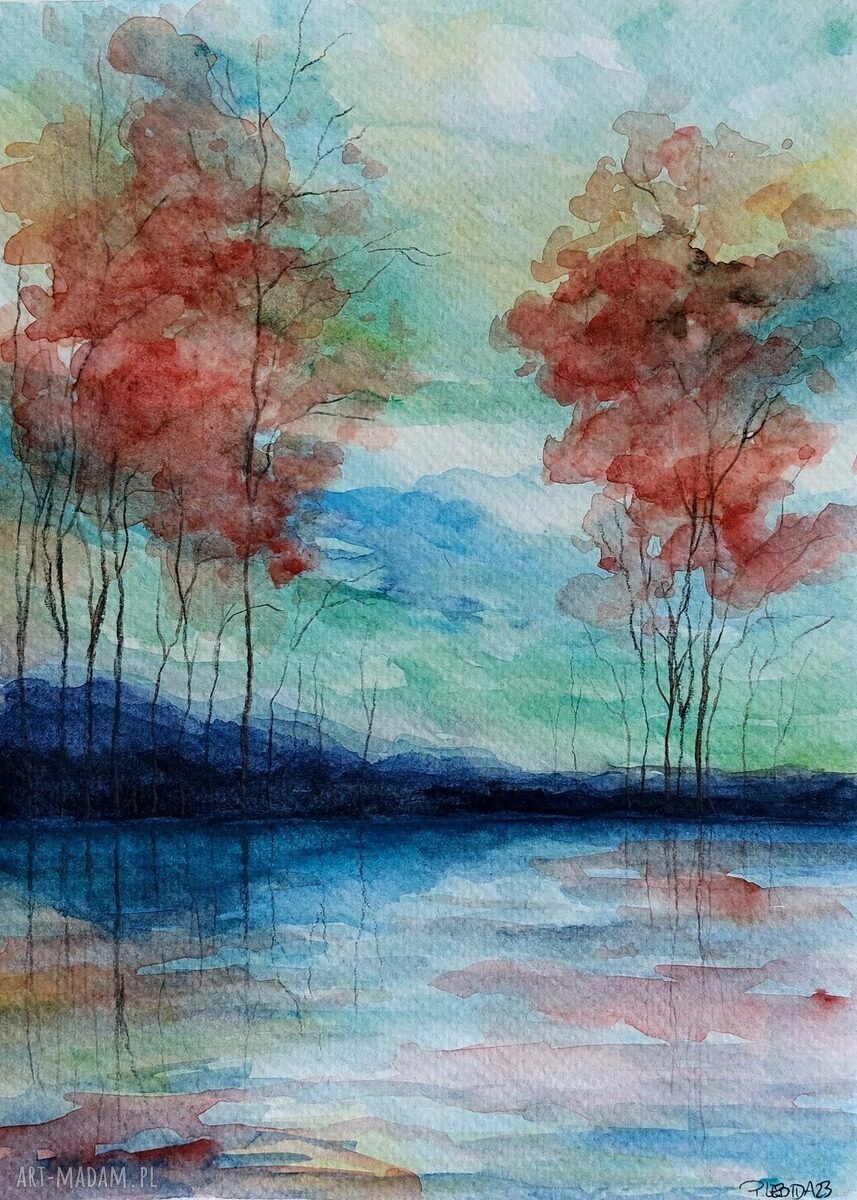 Oryginalny pejzaż akwarela 18x24 cm - Paulina Lebida