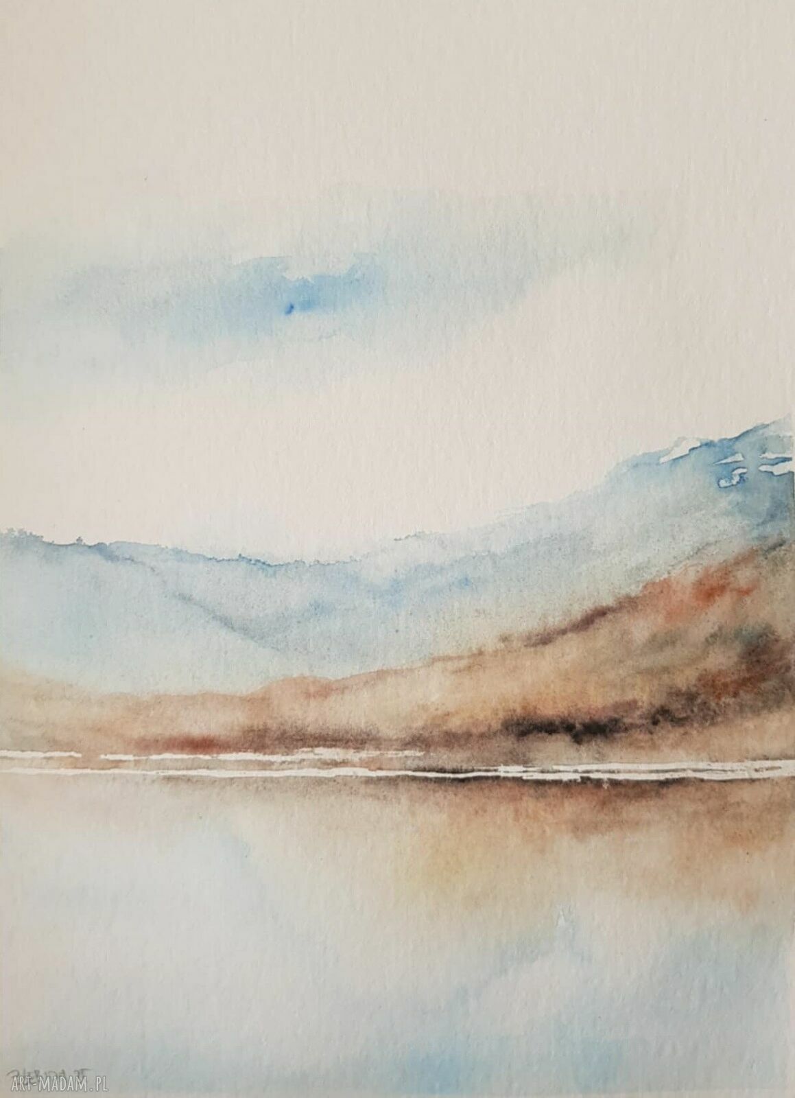 Pejzaż - akwarela 32x24 cm (oryginalny obraz ręcznie malowany)