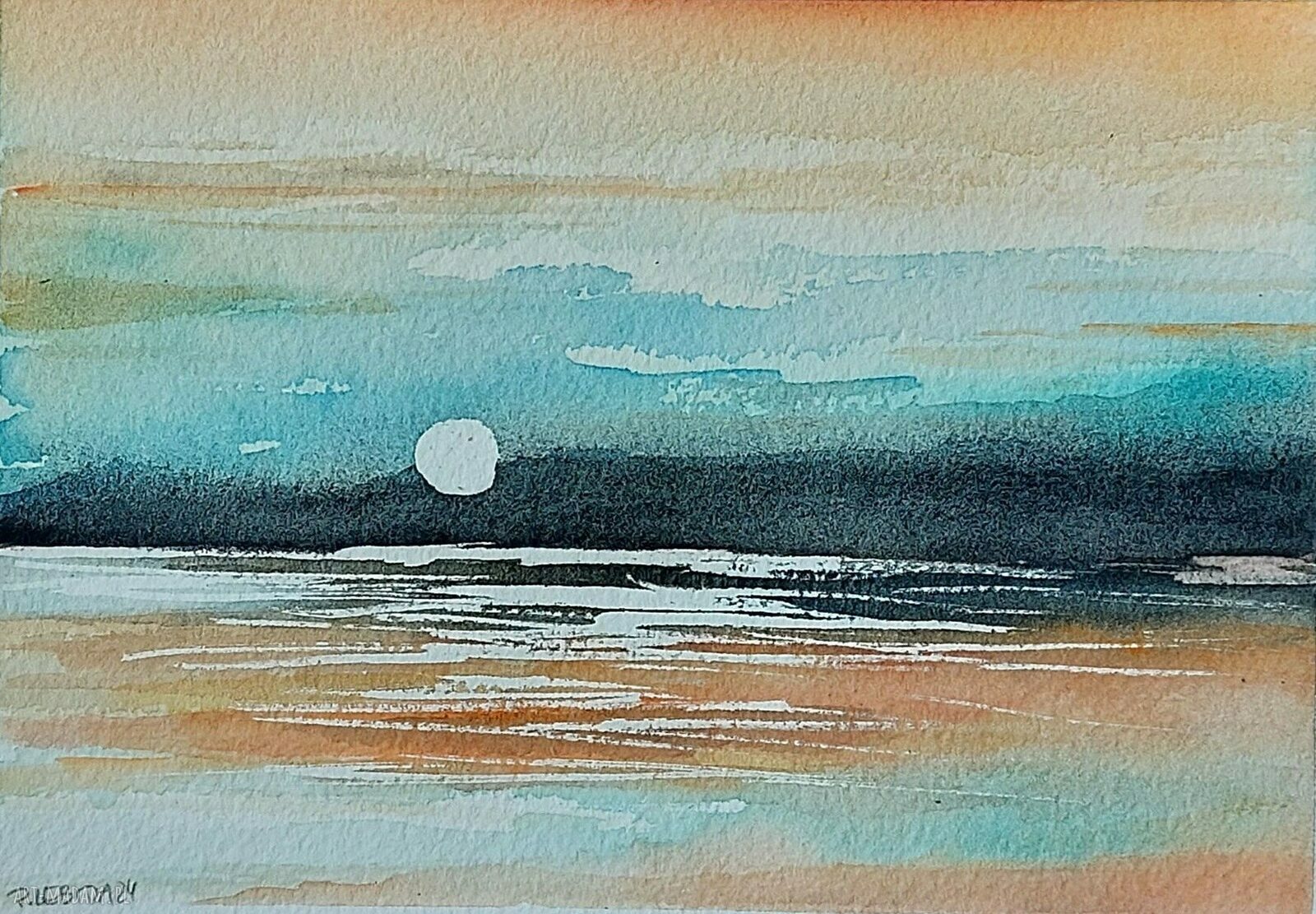 Pejzaż - akwarela formatu A5 (Paulina Lebida)