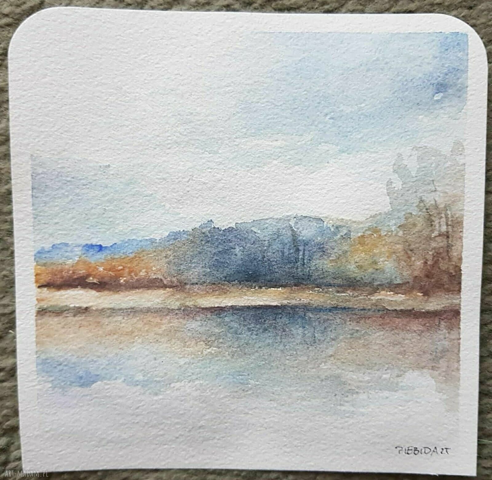 Oryginalna akwarela pejzaż 15x15 cm - Paulina Lebida (bez ramy)