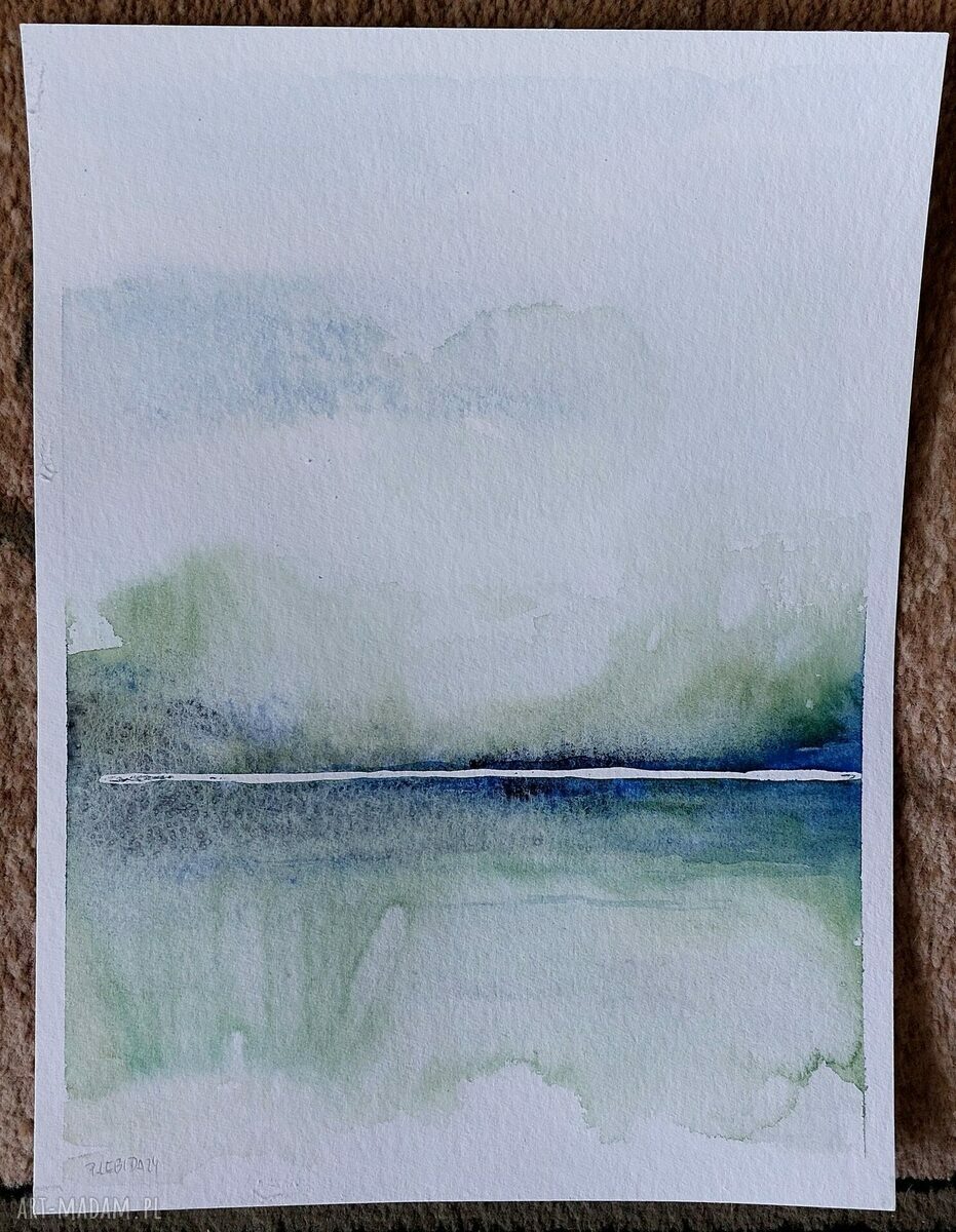 Pejzaż - sygnowana akwarela 32 x 24 cm