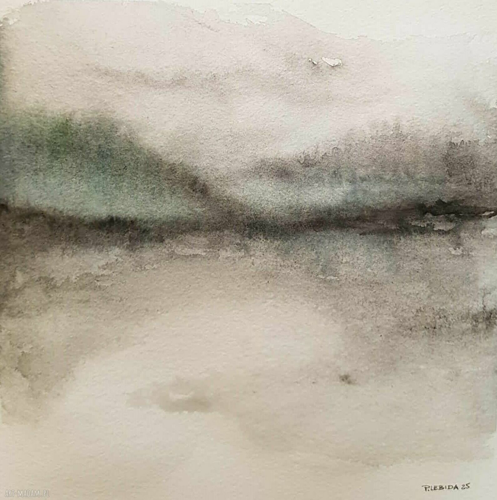 Pejzaż - akwarela 20x20 cm (sygnowana praca Pauliny Lebidy)