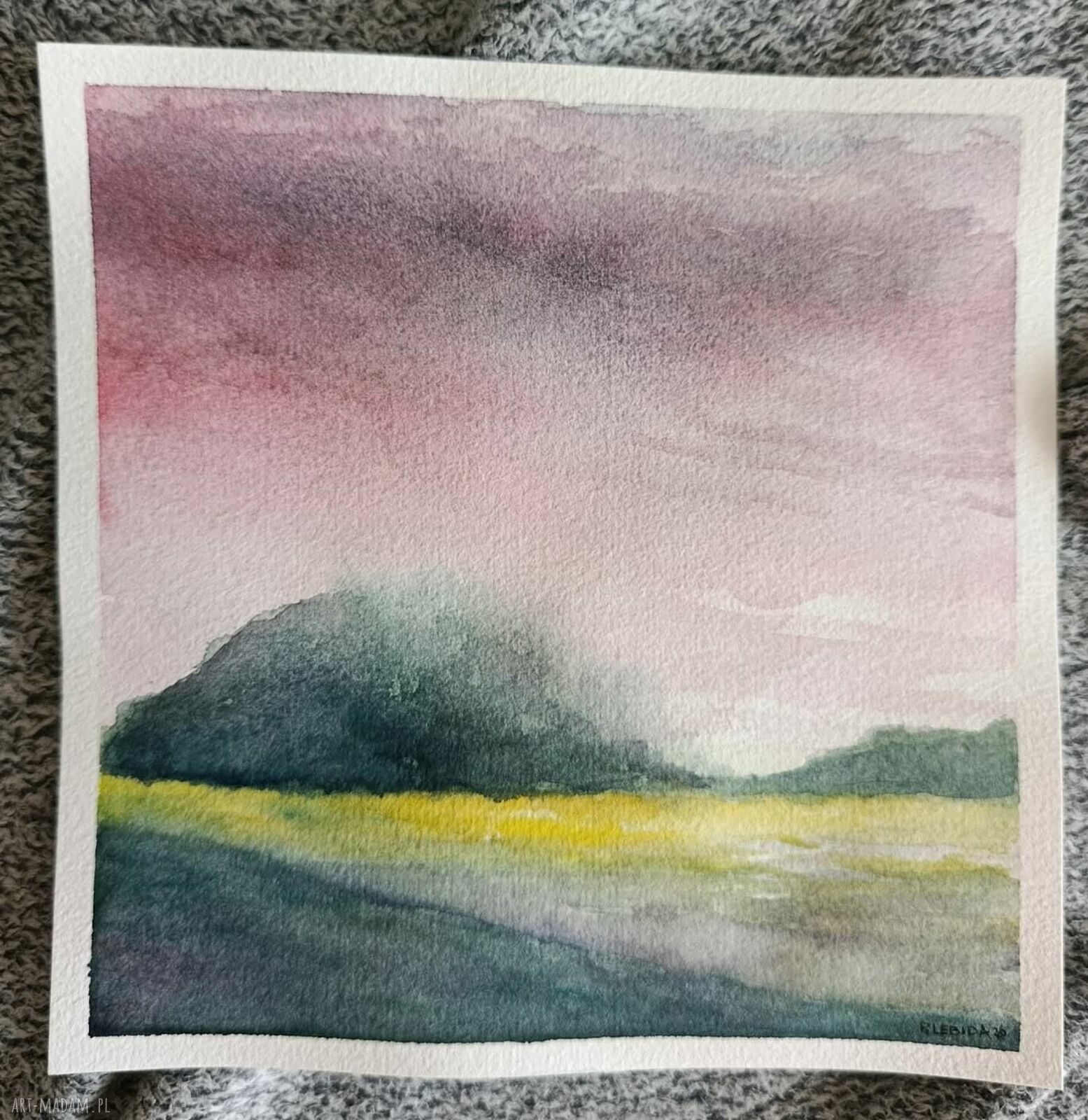 Oryginalna akwarela pejzaż 20 x 20 cm