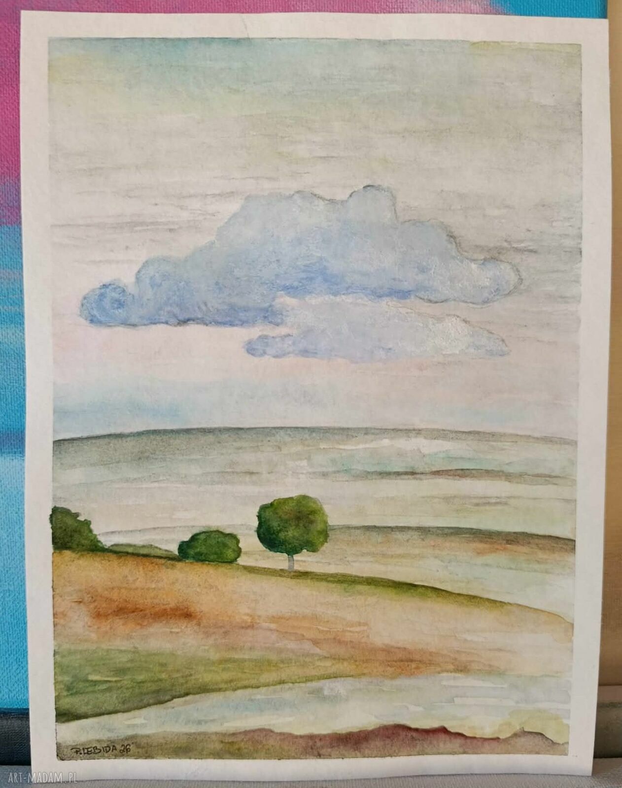 Pejzaż - oryginalna akwarela 24x18 cm (bez ramy)