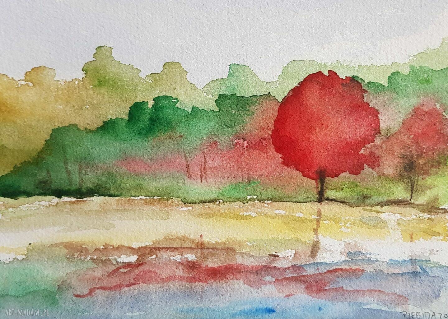 Pejzaż - akwarela w formacie A5 na papierze 300 g/m2 - Paulina Lebida