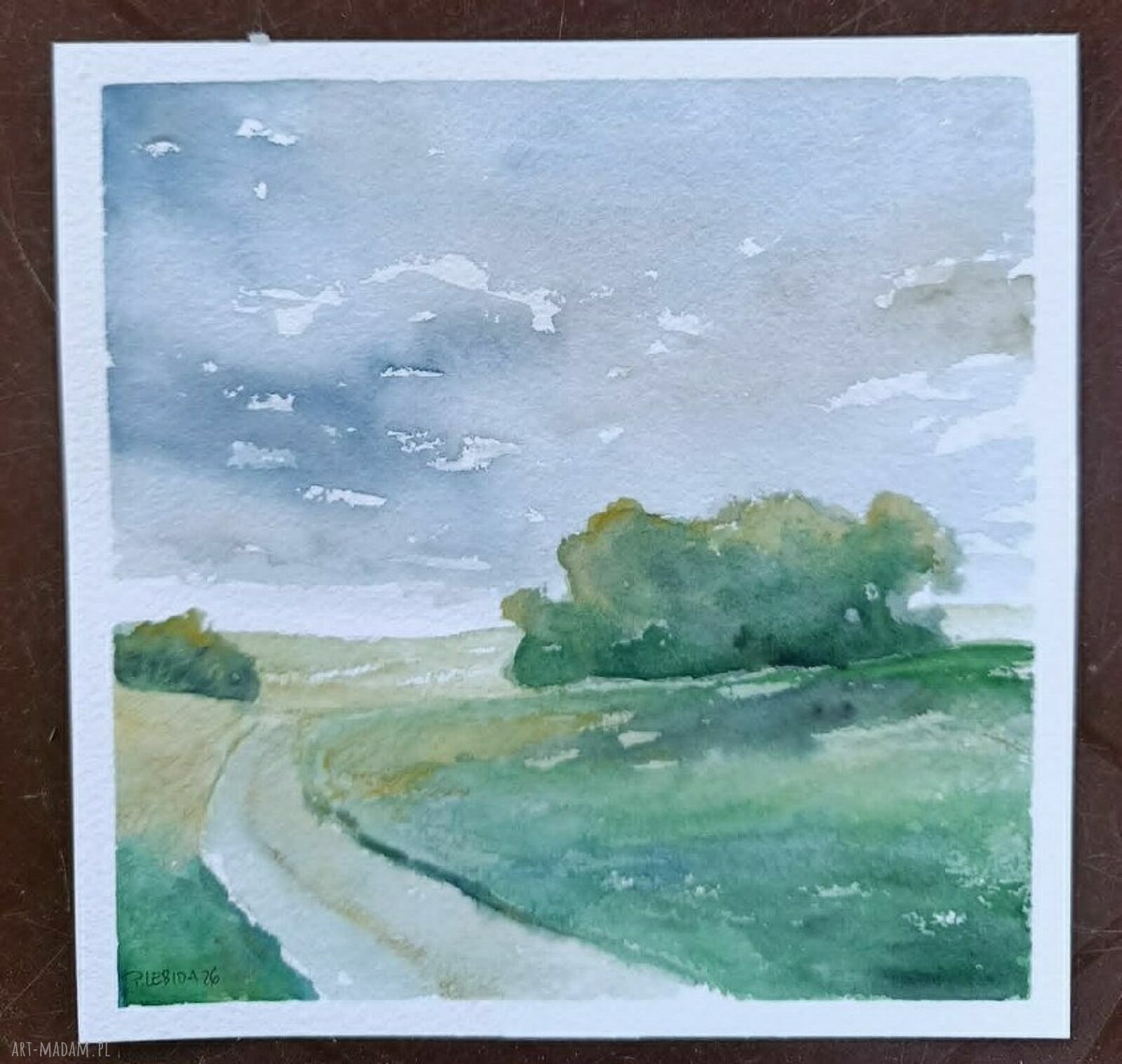 Akwarela Pejzaż 20x20 cm - Paulina Lebida, bez ramy