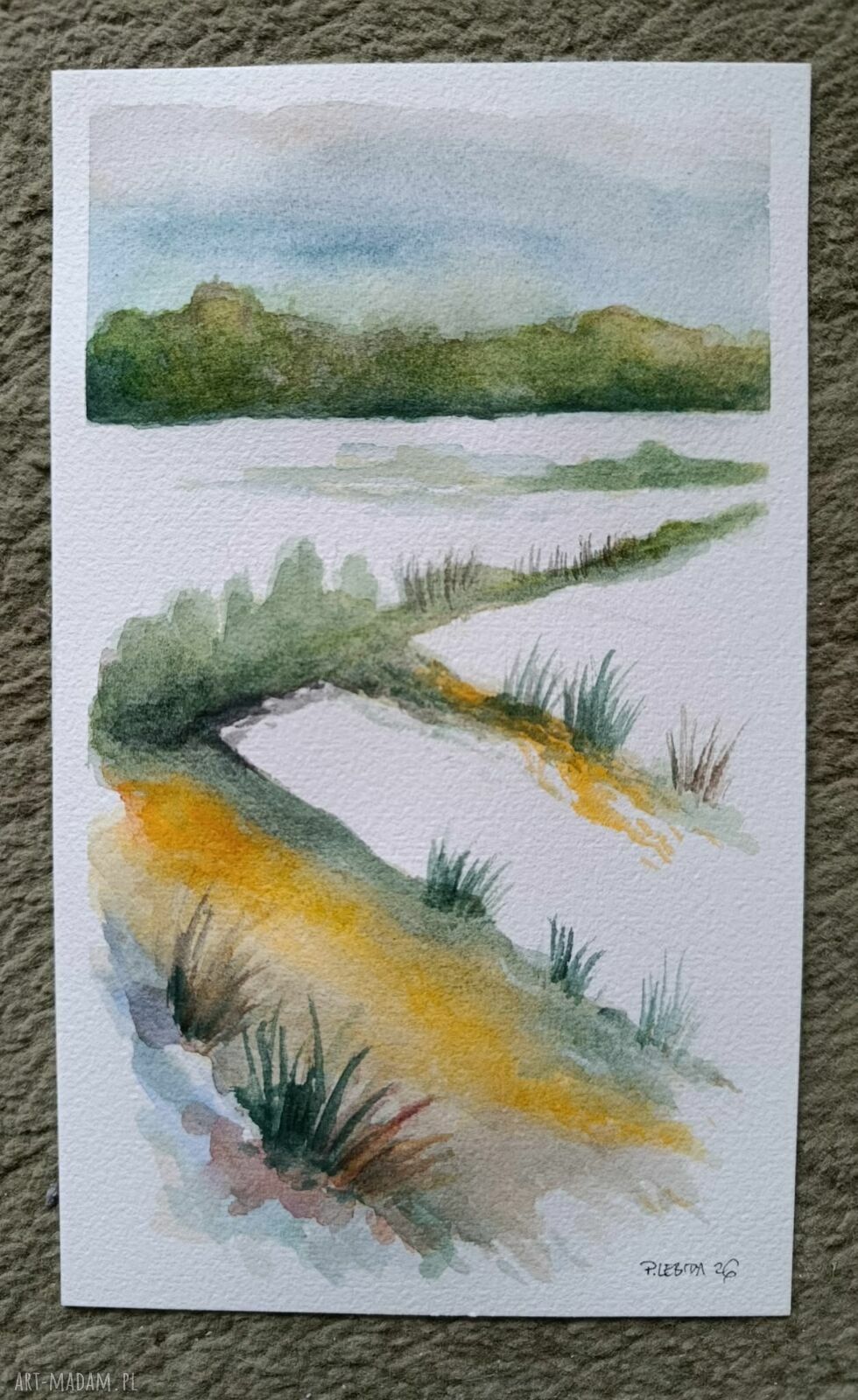 Pejzaż akwarela 25 x 15 cm - oryginalna, sygnowana praca (bez ramy)
