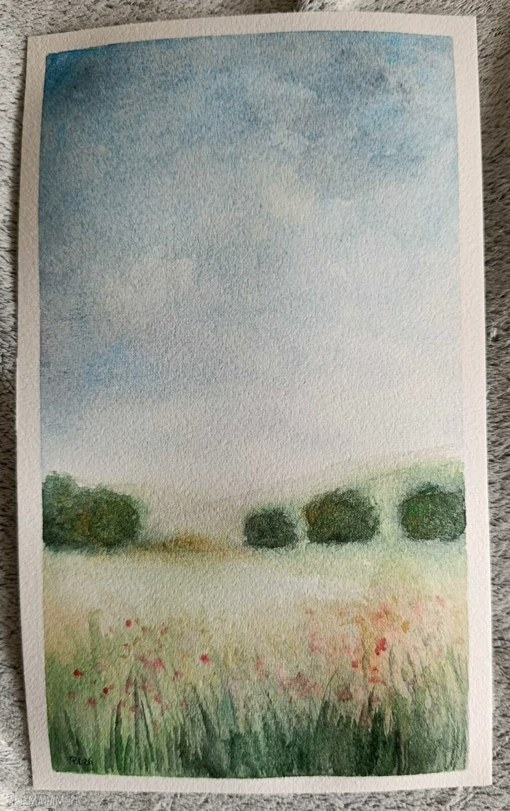 Pejzaż akwarela „Niebo” 25x15 cm - oryginał bez ramy