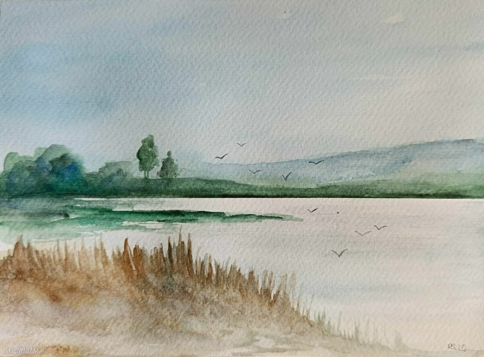 Pejzaż - akwarela formatu 18x24 cm, sygnowana (bez oprawy)
