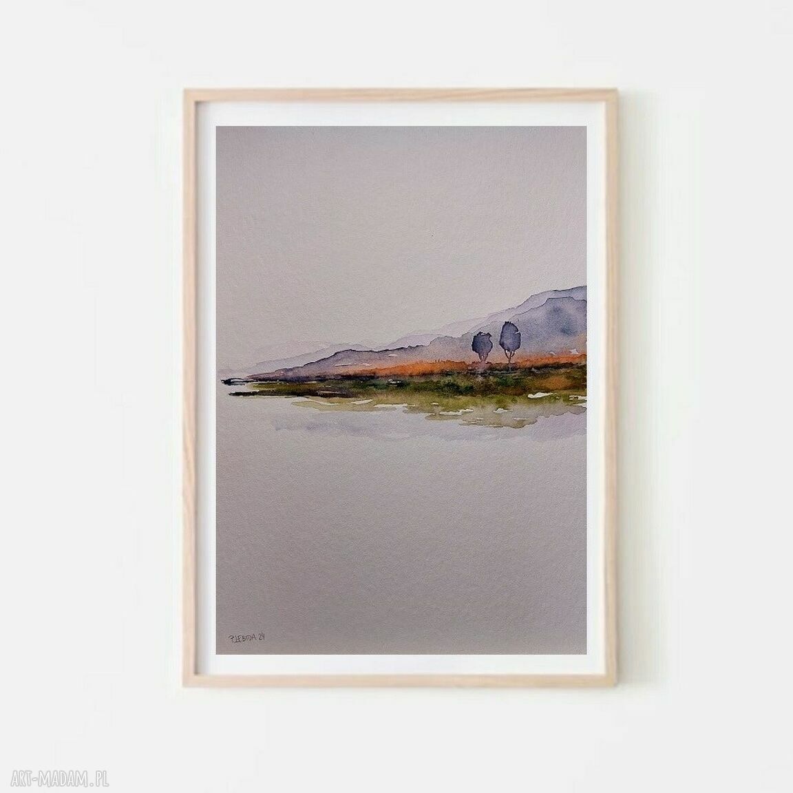 Pejzaż akwarelą 32 x 24 cm - oryginalny obraz na grubym papierze (425 g/m2)