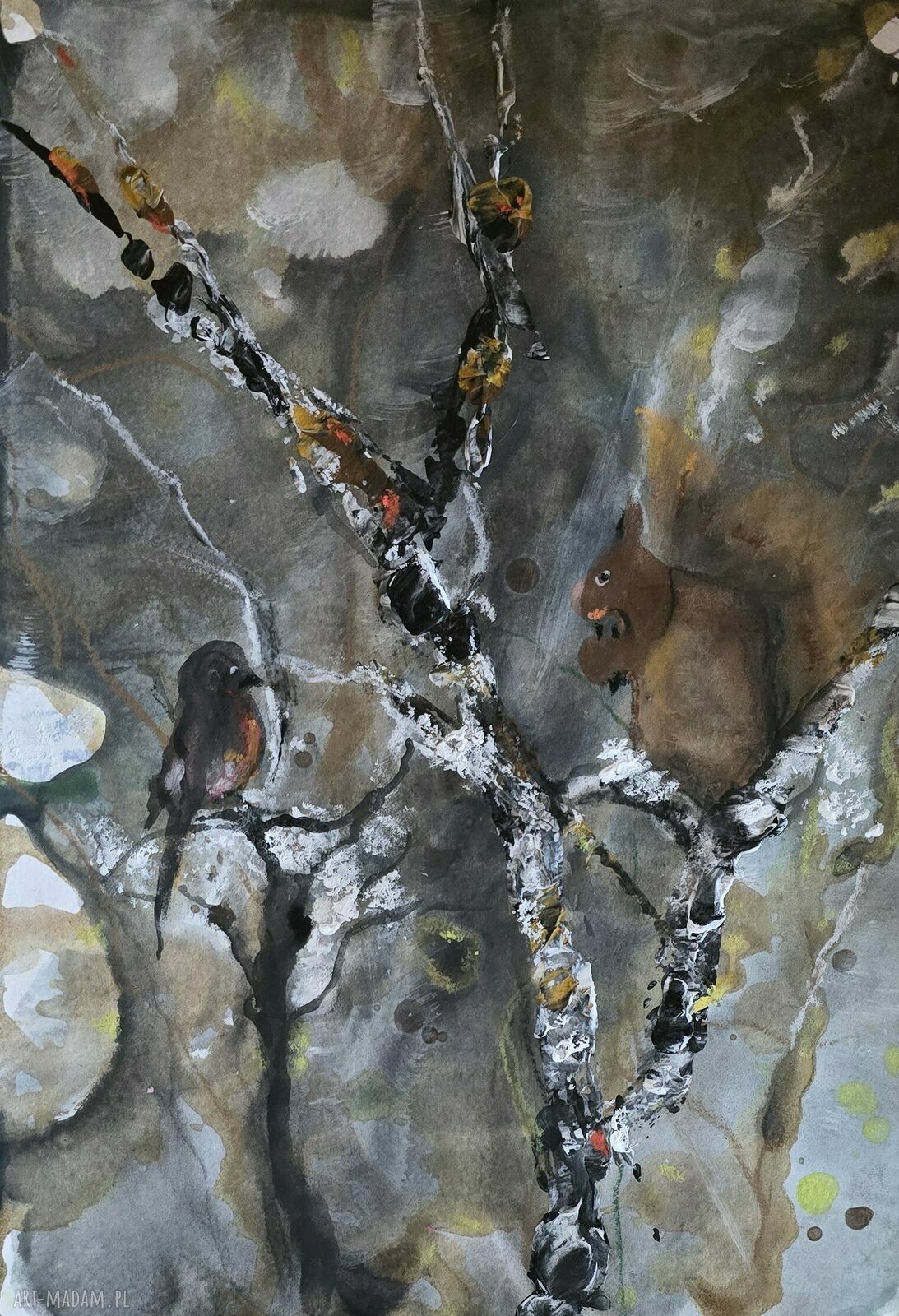 Akwarela Przyjaźń - obraz natura i zwierząt A4