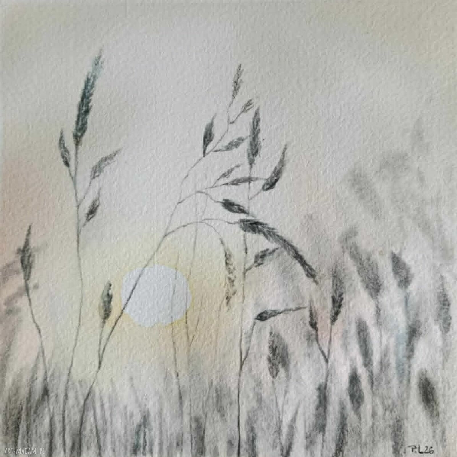 Akwarela „Trawki” 20x20 cm - ręcznie malowana, sygnowana (bez ramy)