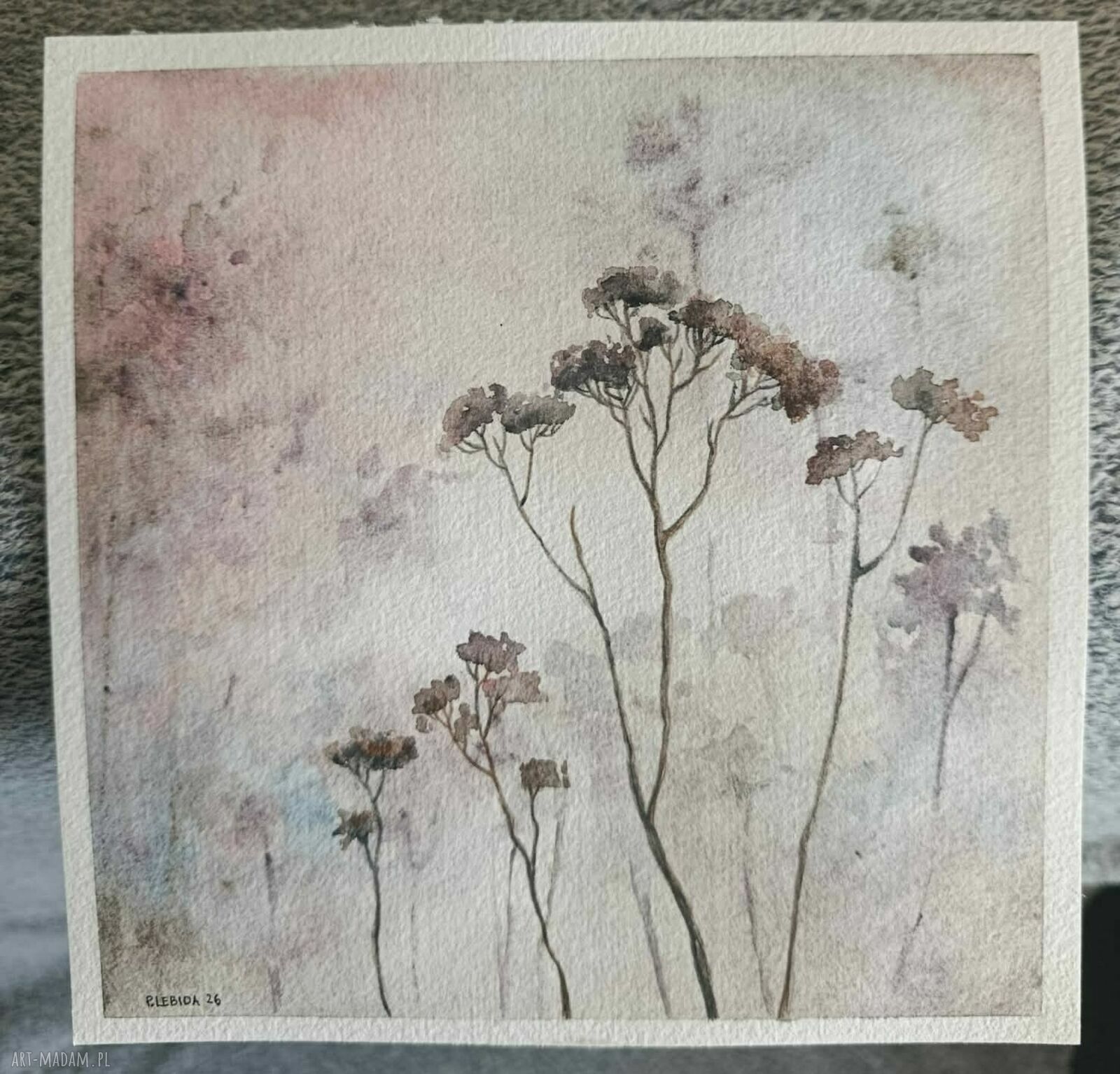 TRAWKI - oryginalna akwarela 20 x 20 cm
