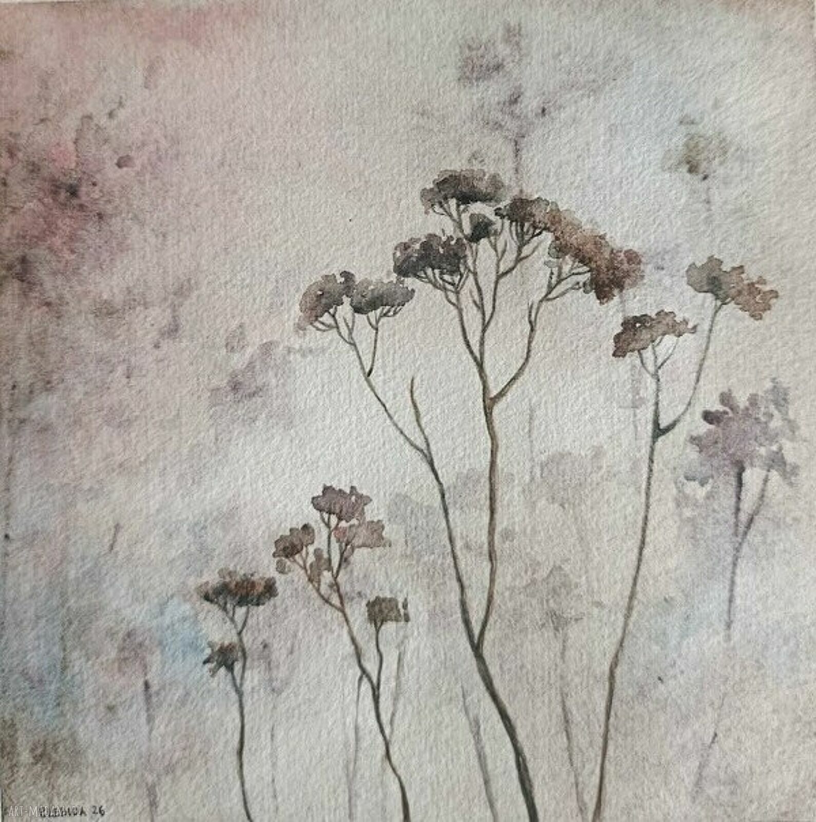Akwarela TRAWKI - kwadratowy obraz 20x20 cm do Twojego wnętrza
