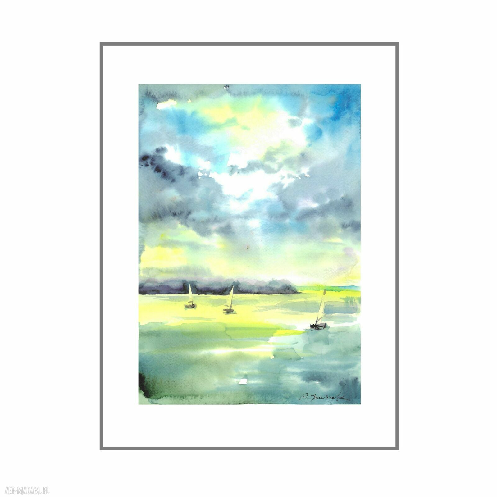 Akwarela "W słońcu" - ręcznie malowana 21x30 cm A4