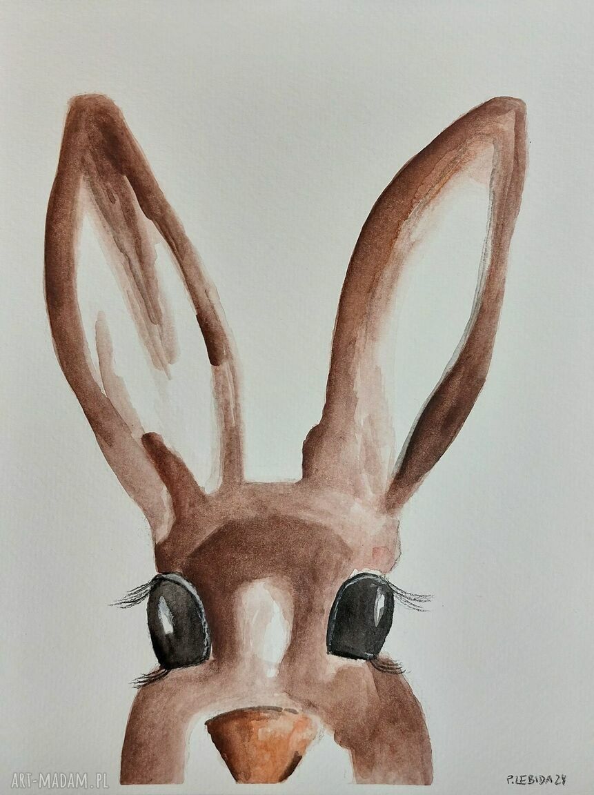 Zajączek - akwarela 18/24 cm Paulina Lebida (sygnowana)