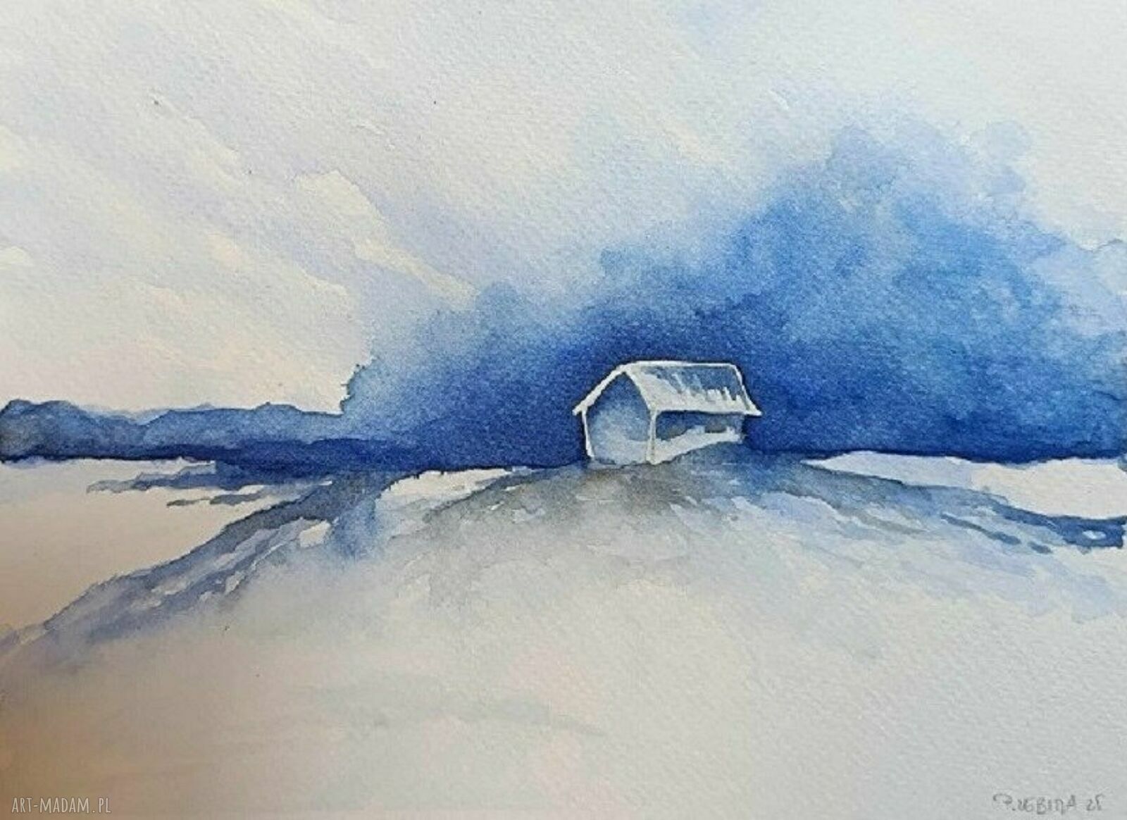 ZIMA - oryginalna akwarela 18x24 cm Paulina Lebida do Twojego wnętrza