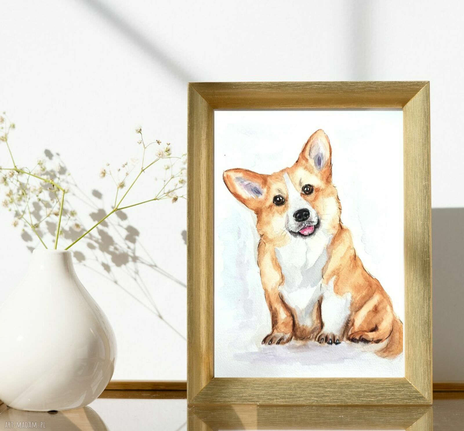 Corgi w akwarelach - obraz dla miłośniczek psów