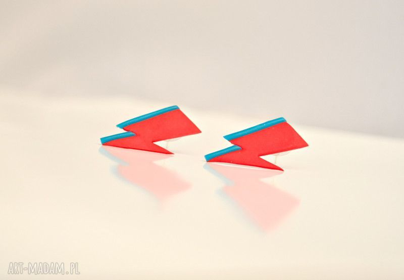 Aladdin Sane kolczyki Davida Bowie z Fimo, wkręty antyalergiczne