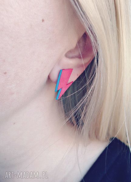 Aladdin Sane kolczyki Davida Bowie z Fimo, wkręty antyalergiczne