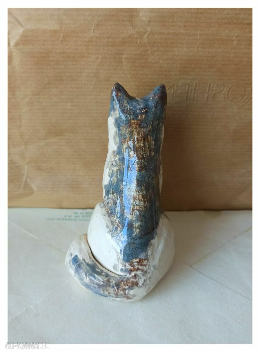 Ręcznie robiona figurka ceramiczna Alaskan Malamute - pieski na półkę