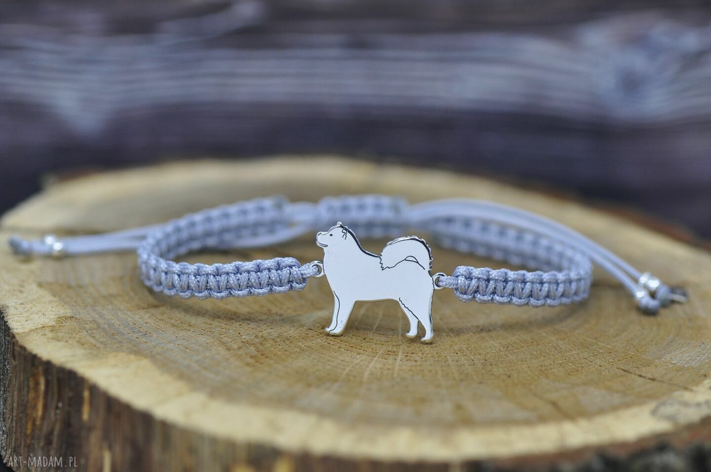 Bransoletka z Alaskan Malamute w srebrze 925 dla miłośniczki psów północy