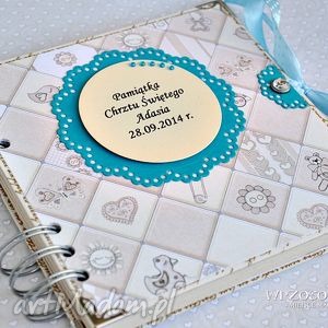 album chrzest - personalizacja - beżowe scrapbooking albumy