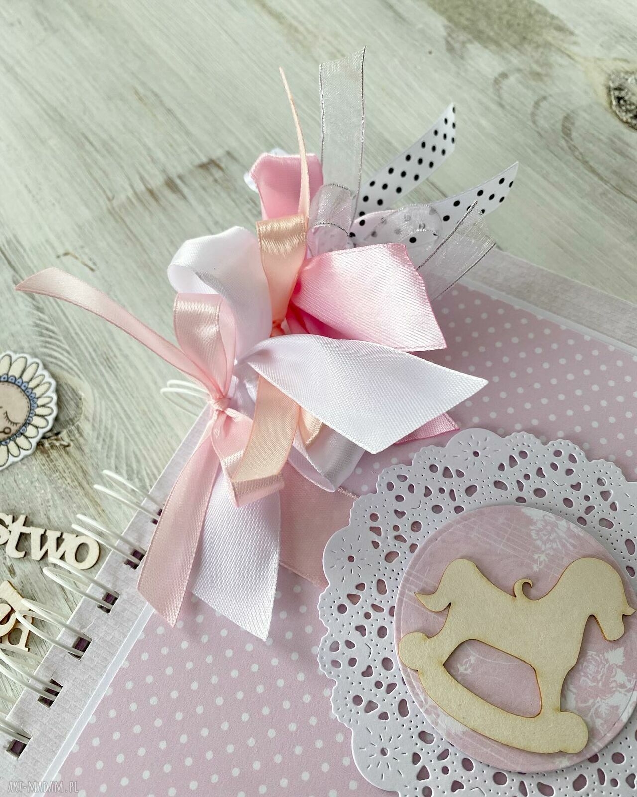 scrapbooking albumy: Album dla dziewczynki chrzest roczek urodziny ręcznie robione