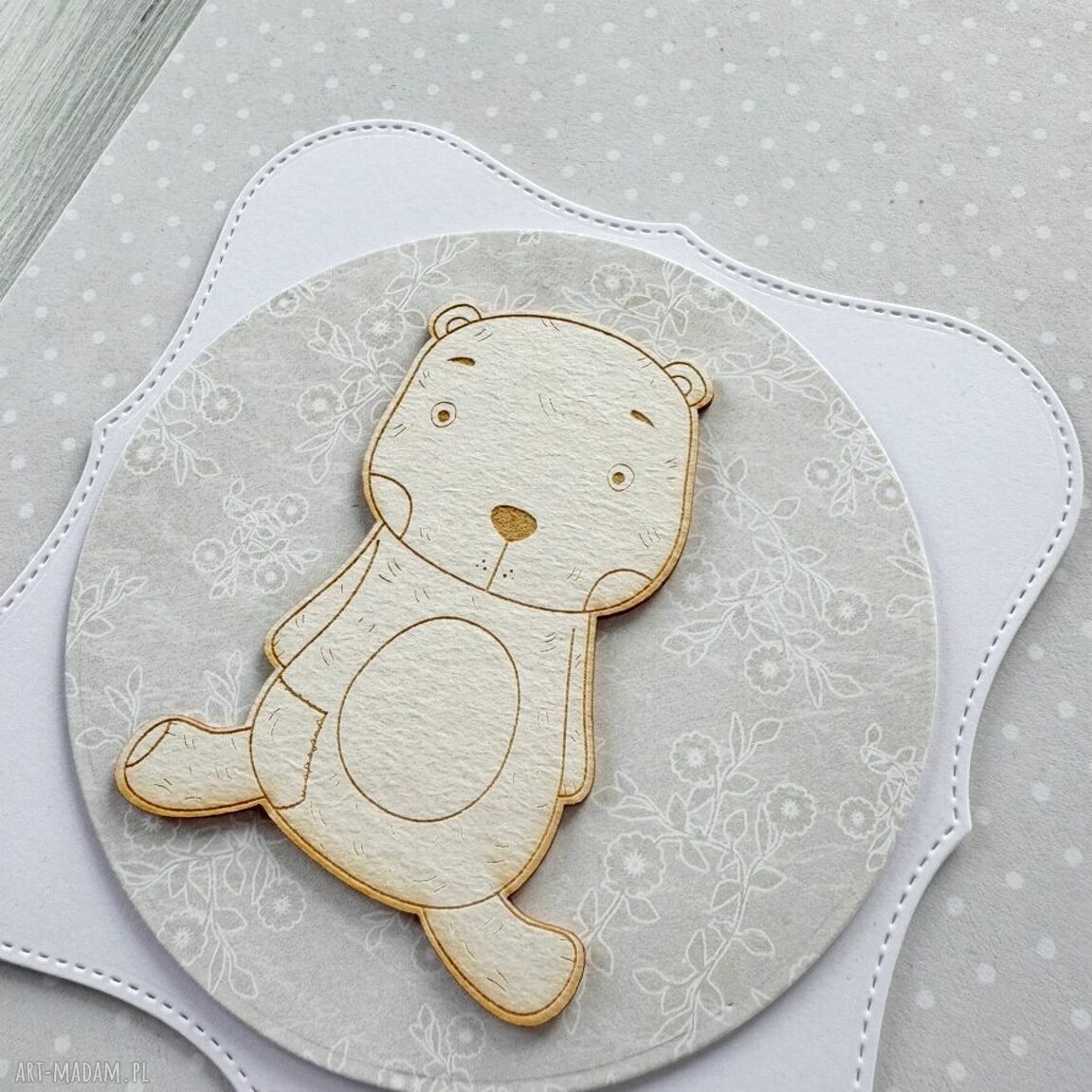 scrapbooking albumy: Album harmonijkowy na zdjęcia. z misiem hand made