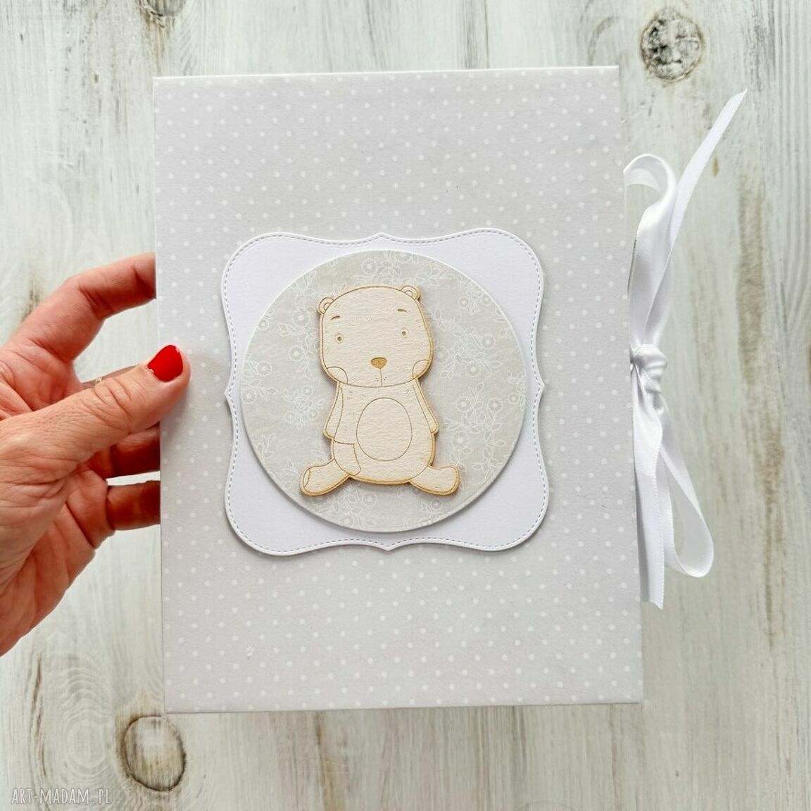 Album harmonijkowy zdjęcia misiem chrzest prezent harmonijka