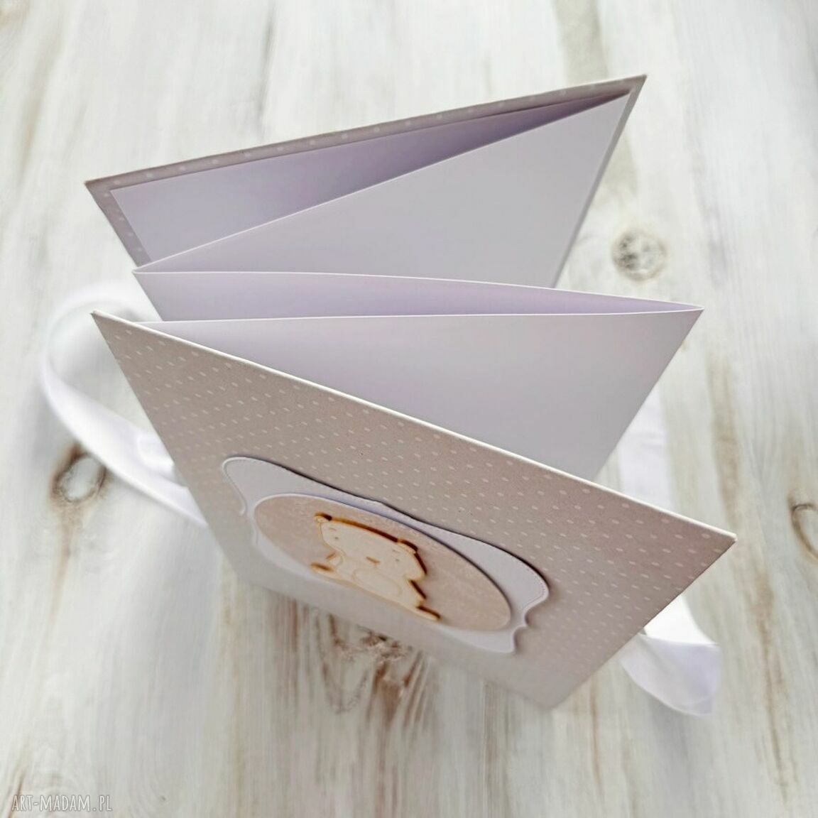 scrapbooking albumy: Album harmonijkowy na zdjęcia. z misiem hand made