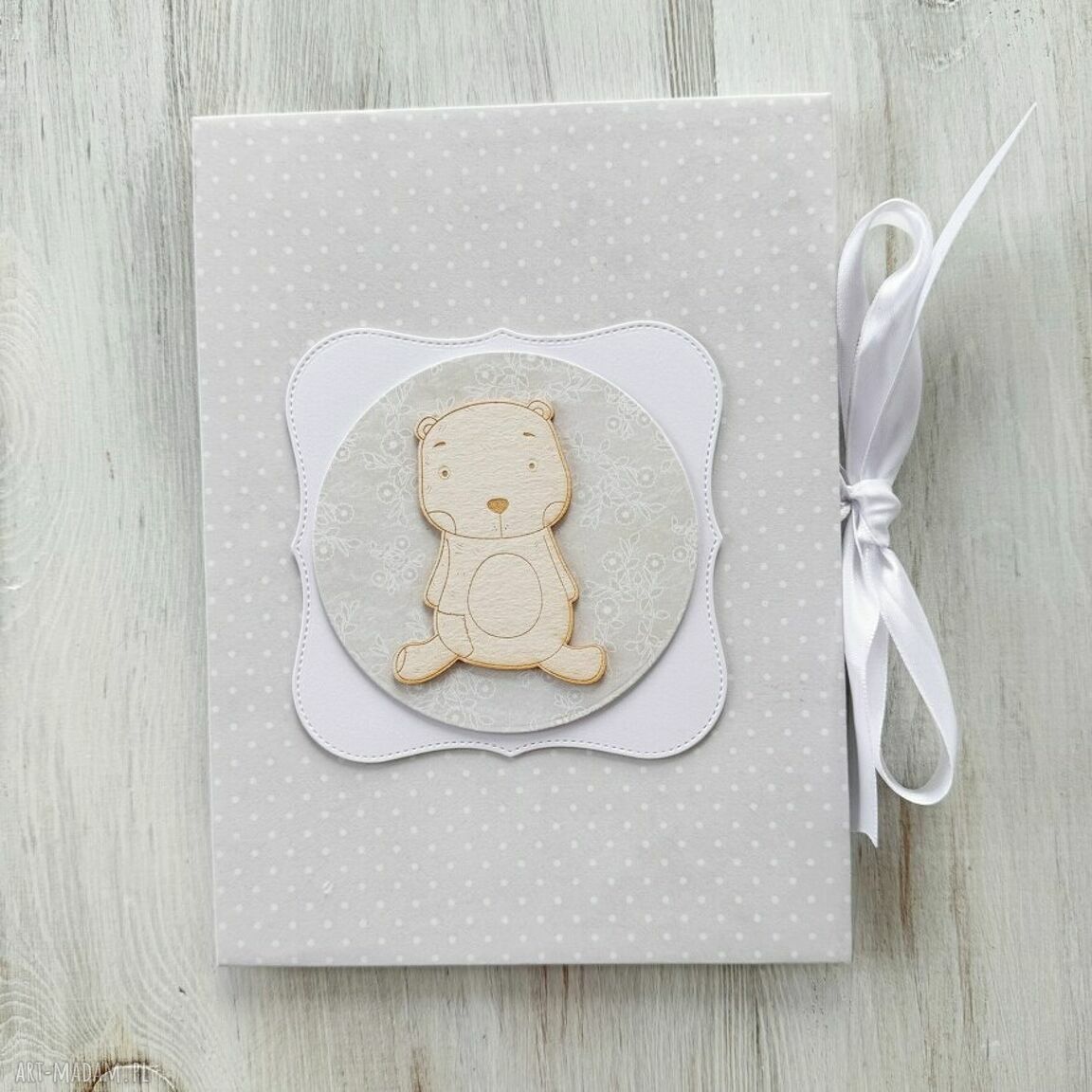 scrapbooking albumy: Album harmonijkowy na zdjęcia. z misiem hand made