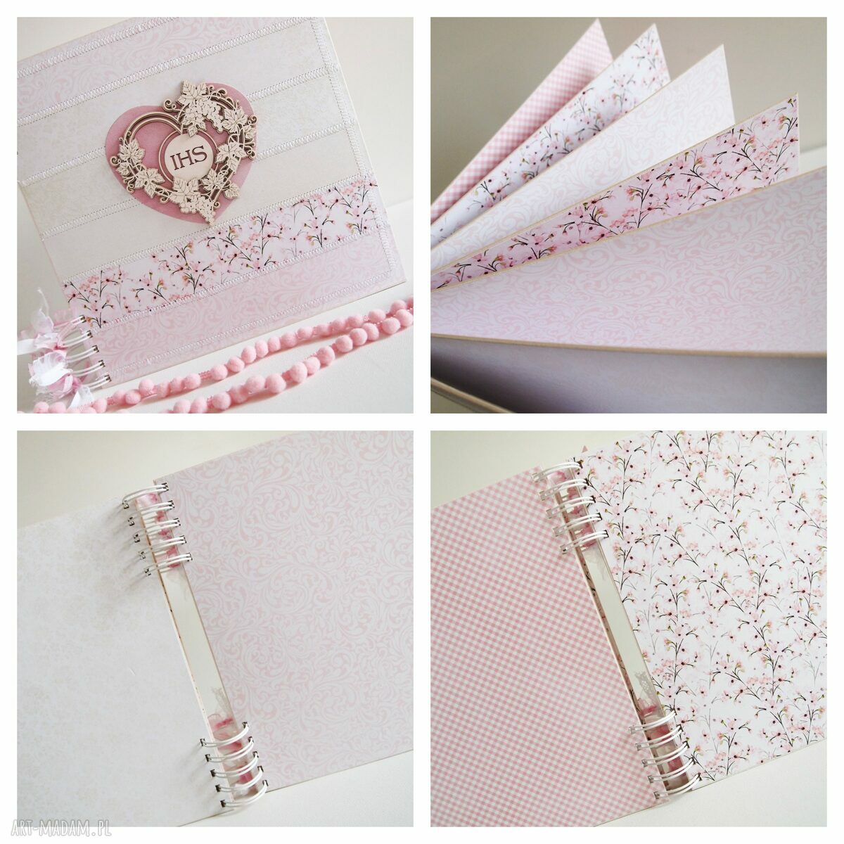 Album komunijny IHS 25x25 cm - ręcznie robiona pamiątka Pierwszej Komunii